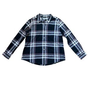 Women’s Foxcroft Wrinkle Free Black and Pink Plaid Shirt Size 16P